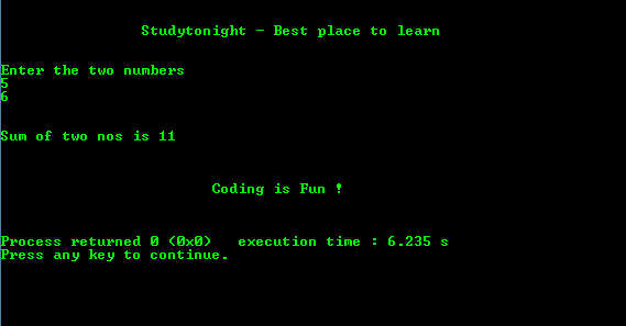 C Program To Add Two Numbers Using Recursion C Programs Studytonight