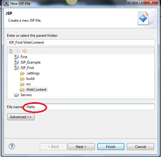 creating a JSP Page in Eclipse